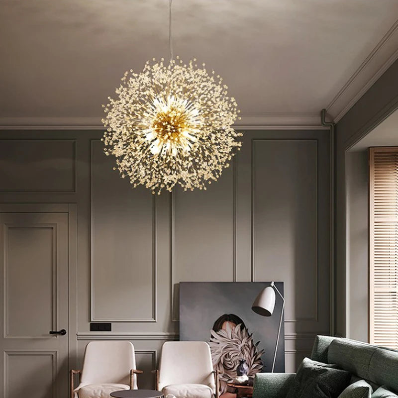 Lustre Pissenlit LED Design Étoilé — Fireball Créatif — Salon et Chambre