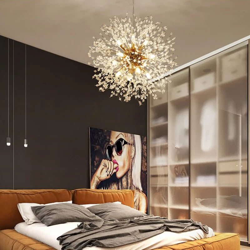 Lustre Pissenlit LED Design Étoilé — Fireball Créatif — Salon et Chambre