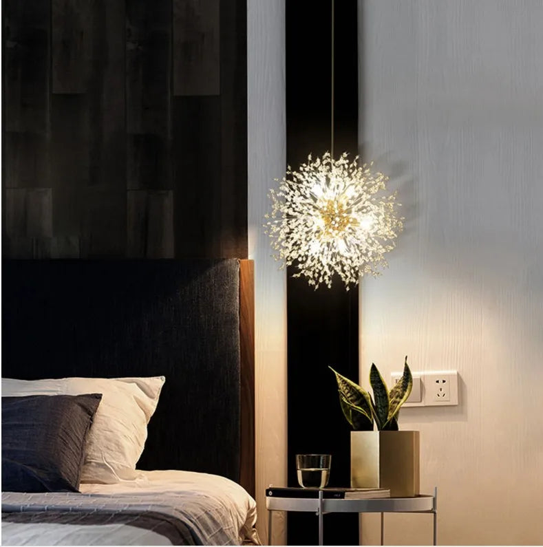 Lustre Pissenlit LED Design Étoilé — Fireball Créatif — Salon et Chambre