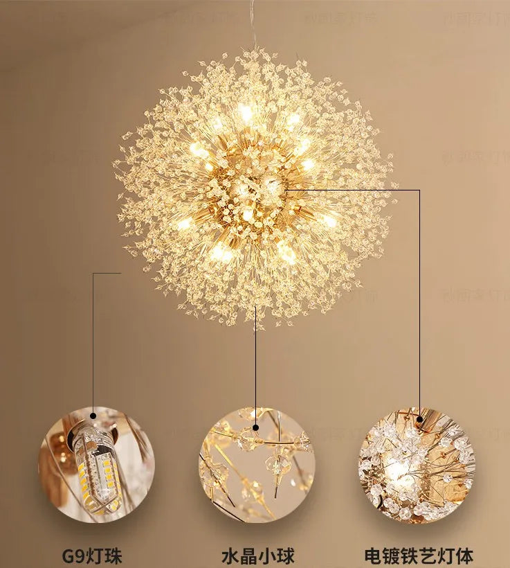 Lustre Pissenlit LED Design Étoilé — Fireball Créatif — Salon et Chambre
