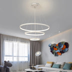Lustre Anneau LED Villa Design — Fer Forgé Multi-anneaux — Salon et Chambre