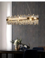 Lustre Cristal Moderne — Métal — 100cm Ovale