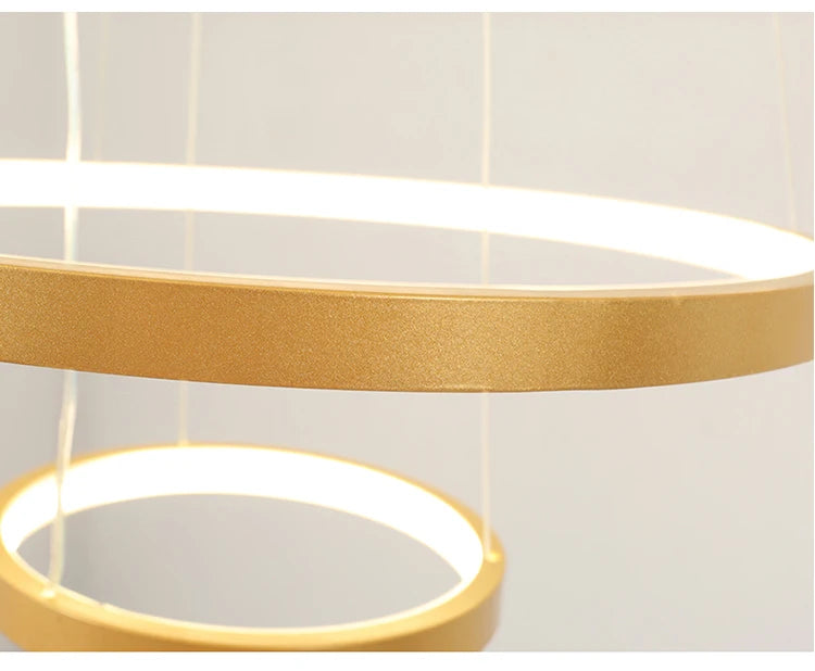 Lustre Anneau LED Villa Design — Fer Forgé Multi-anneaux — Salon et Chambre
