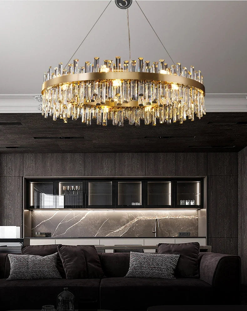 Lustre Cristal Moderne — Métal — 50cm