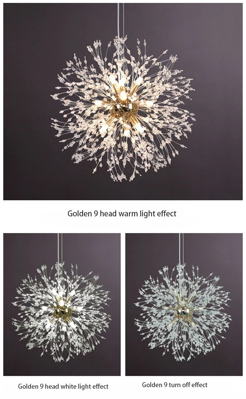Lustre Pissenlit LED Design Étoilé — Fireball Créatif — Salon et Chambre