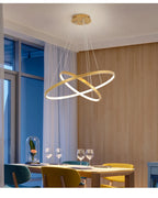 Lustre Anneau LED Villa Design — Fer Forgé Multi-anneaux — Salon et Chambre