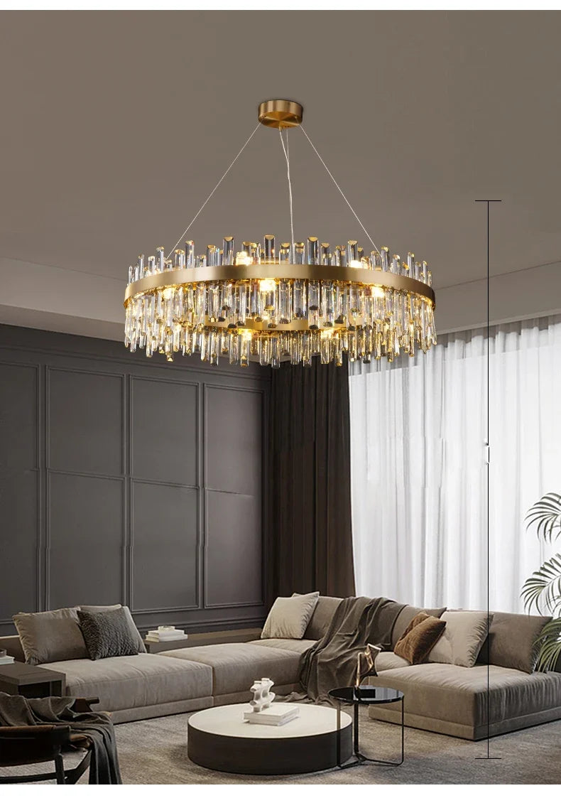 Lustre Cristal Moderne — Métal — 80cm