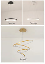 Lustre Anneau LED Villa Design — Fer Forgé Multi-anneaux — Salon et Chambre