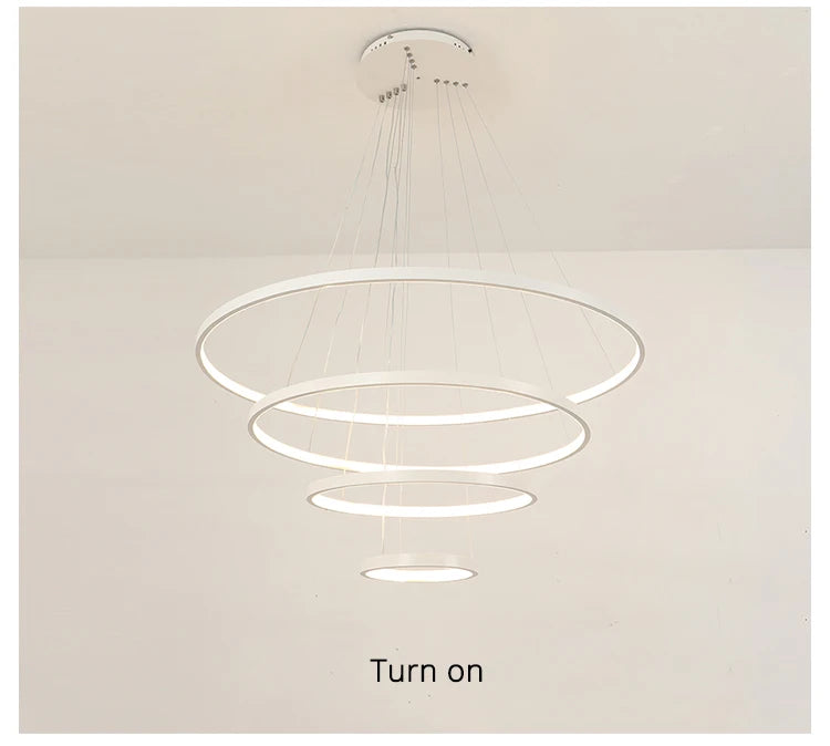 Lustre Anneau LED Villa Design — Fer Forgé Multi-anneaux — Salon et Chambre