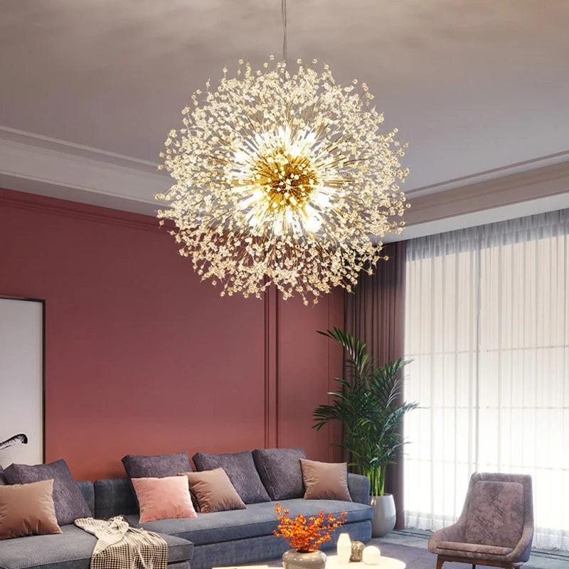 Lustre Pissenlit LED Design Étoilé — Fireball Créatif — Salon et Chambre