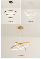 Lustre Anneau LED Villa Design — Fer Forgé Multi-anneaux — Salon et Chambre