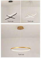 Lustre Anneau LED Villa Design — Fer Forgé Multi-anneaux — Salon et Chambre