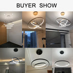 Lustre Anneau LED Villa Design — Fer Forgé Multi-anneaux — Salon et Chambre