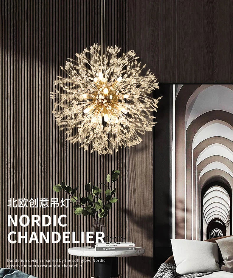 Lustre Pissenlit LED Design Étoilé — Fireball Créatif — Salon et Chambre