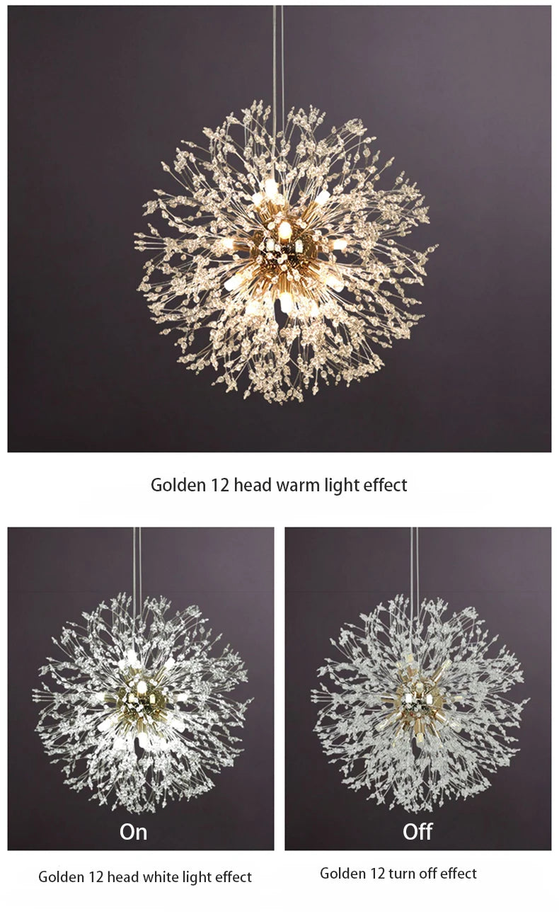 Lustre Pissenlit LED Design Étoilé — Fireball Créatif — Salon et Chambre