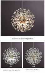 Lustre Pissenlit LED Design Étoilé — Fireball Créatif — Salon et Chambre