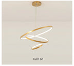 Lustre Anneau LED Villa Design — Fer Forgé Multi-anneaux — Salon et Chambre