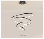 Lustre Anneau LED Villa Design — Fer Forgé Multi-anneaux — Salon et Chambre
