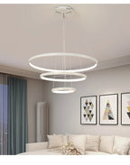 Lustre Anneau LED Villa Design — Fer Forgé Multi-anneaux — Salon et Chambre