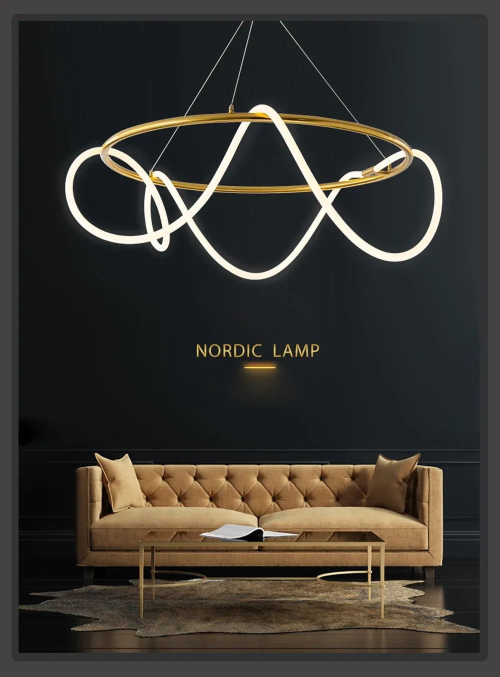 Lustre Cuisine Industriel — Nordique — Doré 150 cm A