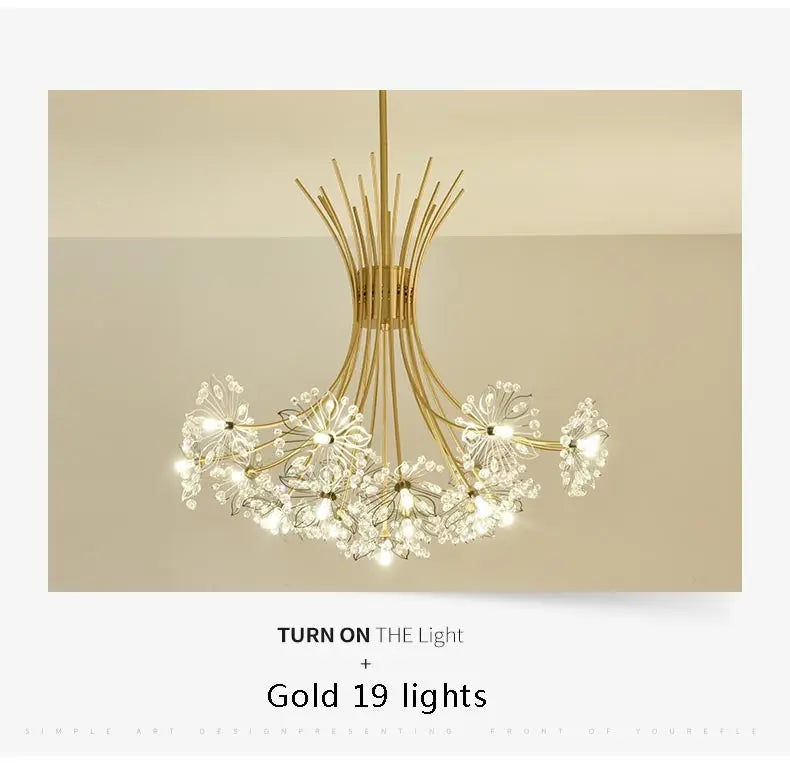 Lustre Cristal Ancien — 13 ampoules doré