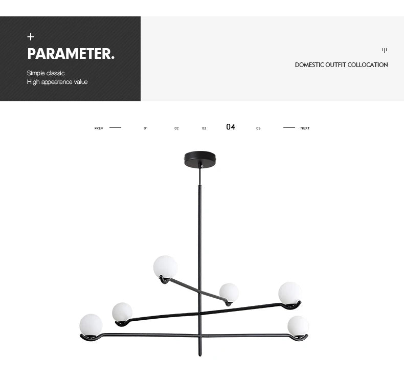 Lustre Noir Moderne — Verre