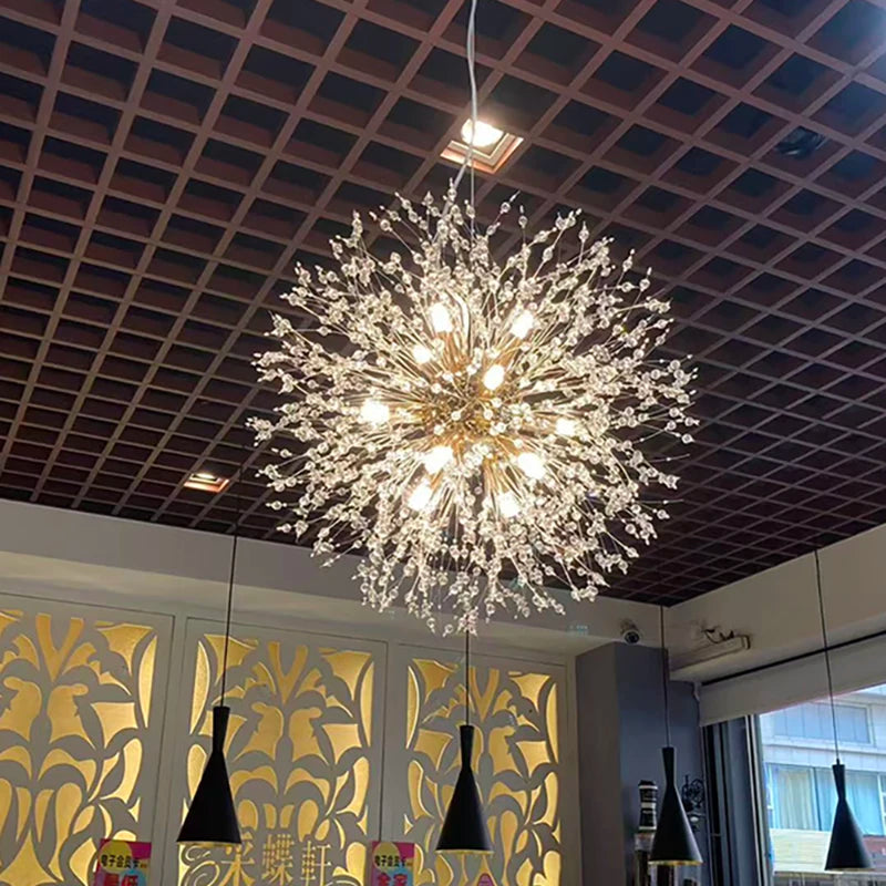 Lustre Pissenlit LED Design Étoilé — Fireball Créatif — Salon et Chambre