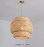 Suspension Bambou Moderne 30/40/50cm | Lustre Minimaliste Naturel | Luminaire Boho Scandinave
