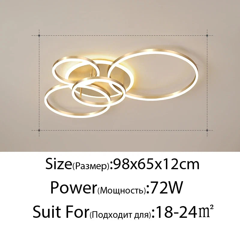 Lustre Blanc Moderne — doré 5 ampoules 72W