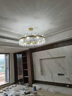 Lustre Cristal Moderne — Métal — 90cm Ovale