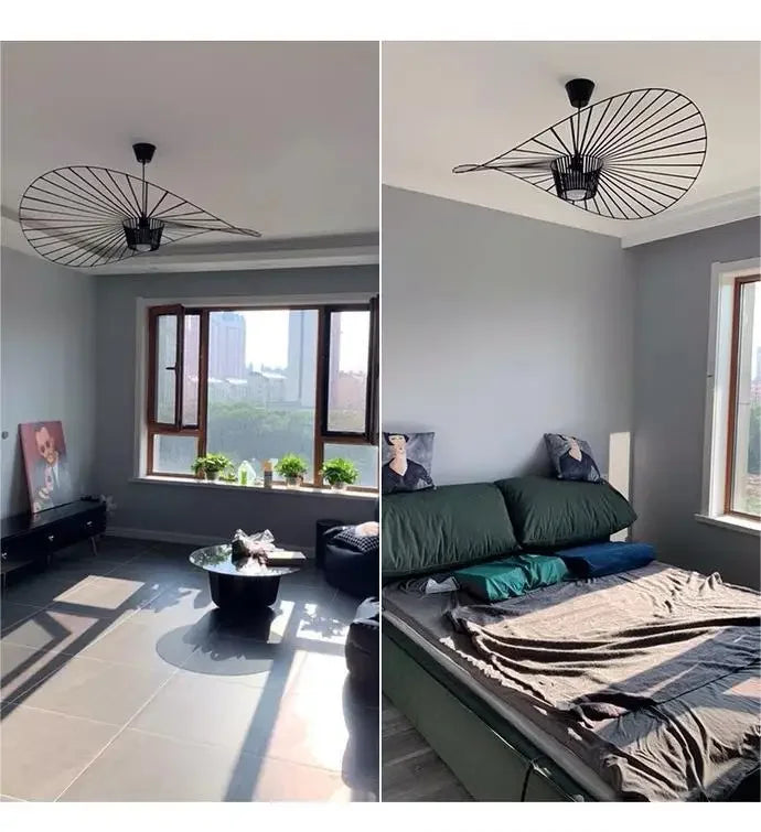 Lustre Paille — Suspension Chapeau Paille