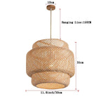 Suspension Bambou Moderne 30/40/50cm - Lustre LED Design Naturel