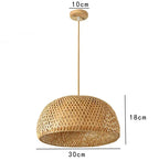 Suspension Osier Rotin Fait Main - Lustre Bohème Naturel LED
