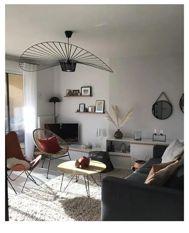 Lustre Paille — Suspension Chapeau Paille