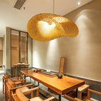 Suspension Bambou Tissé Main Rotin Naturel - Lustre LED 40 à 100cm