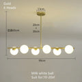 Lustre Blanc Moderne — Verre — 6 G Blanc Laiteux ball