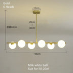Lustre Blanc Moderne — Verre — 6 B Blanc Laiteux ball