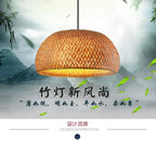 Suspension Bambou Tricotée Main 26cm - Lustre Artisanal Naturel LED