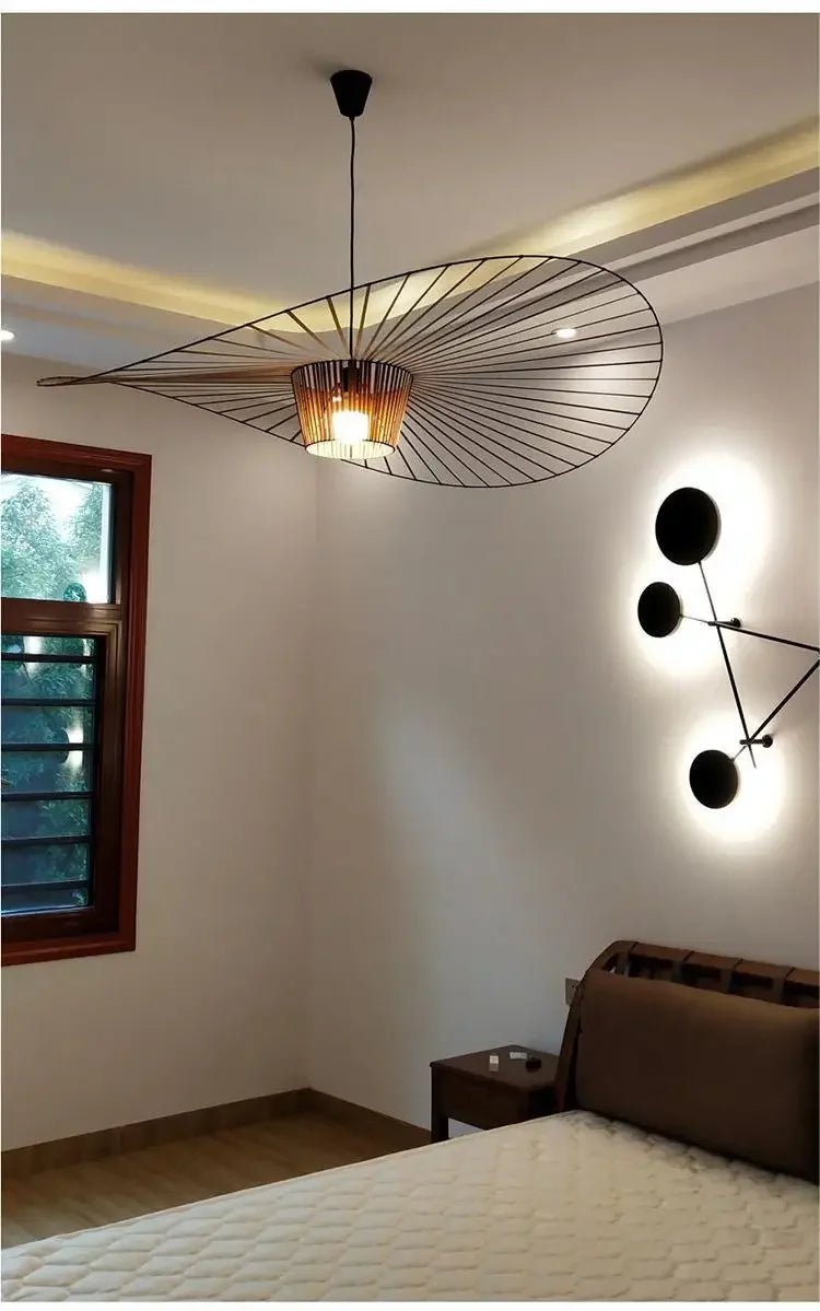 Lustre Paille — Suspension Chapeau Paille
