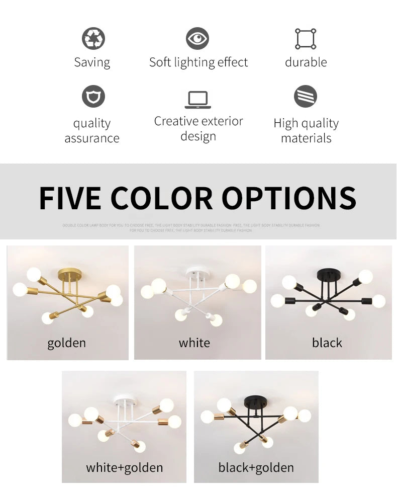 Lustre Industriel Design — Fer Forgé 6 Têtes — Salon et Salle à Manger LED