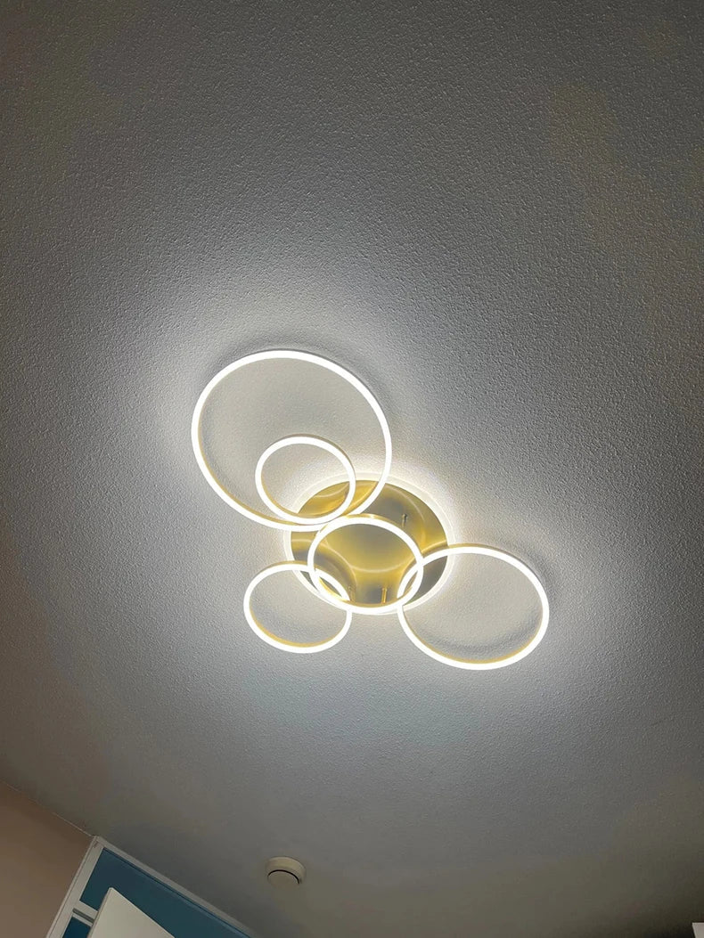 Lustre Blanc Moderne — doré 3 ampoules 36W