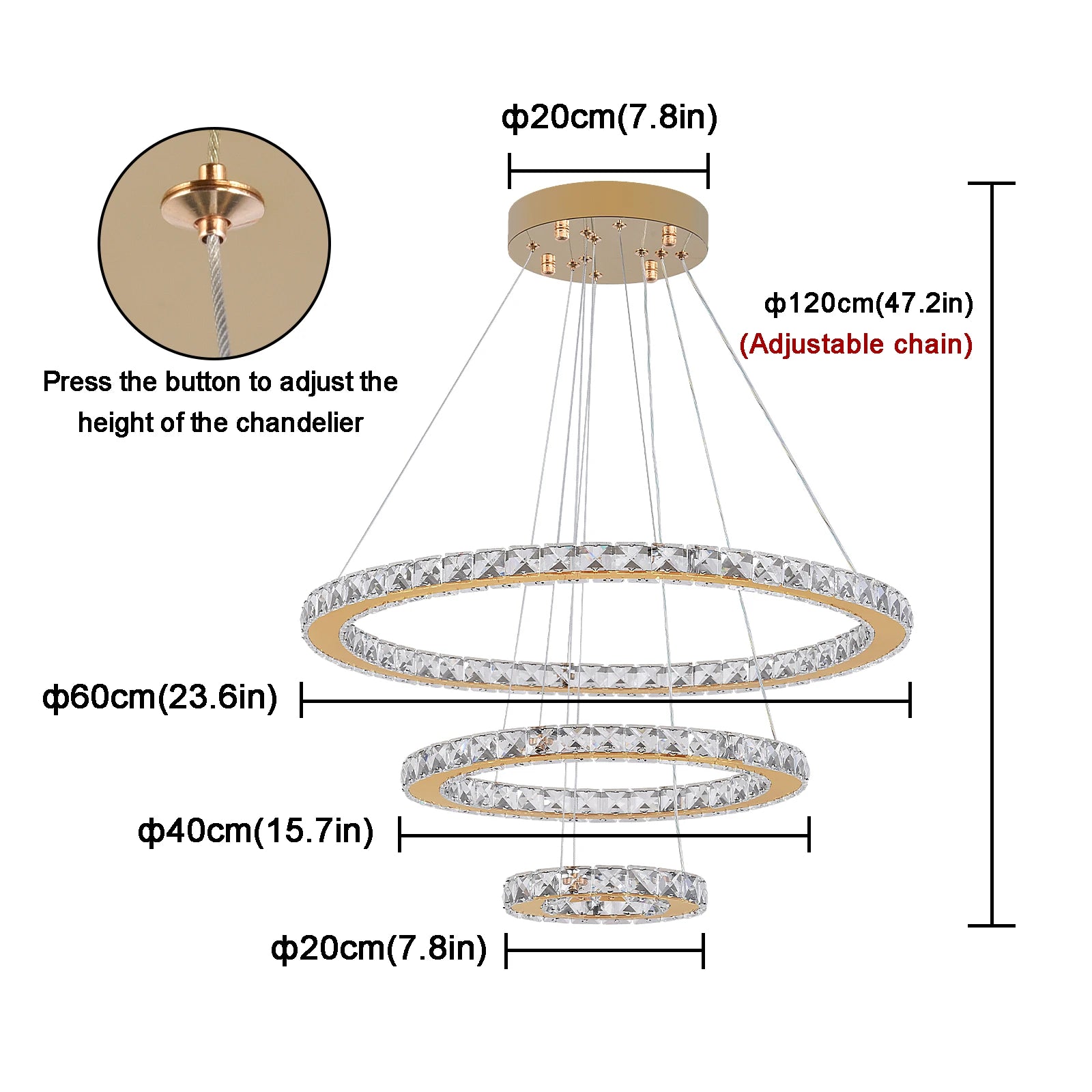 Lustre Pampilles — Plafonnier LED Cristal