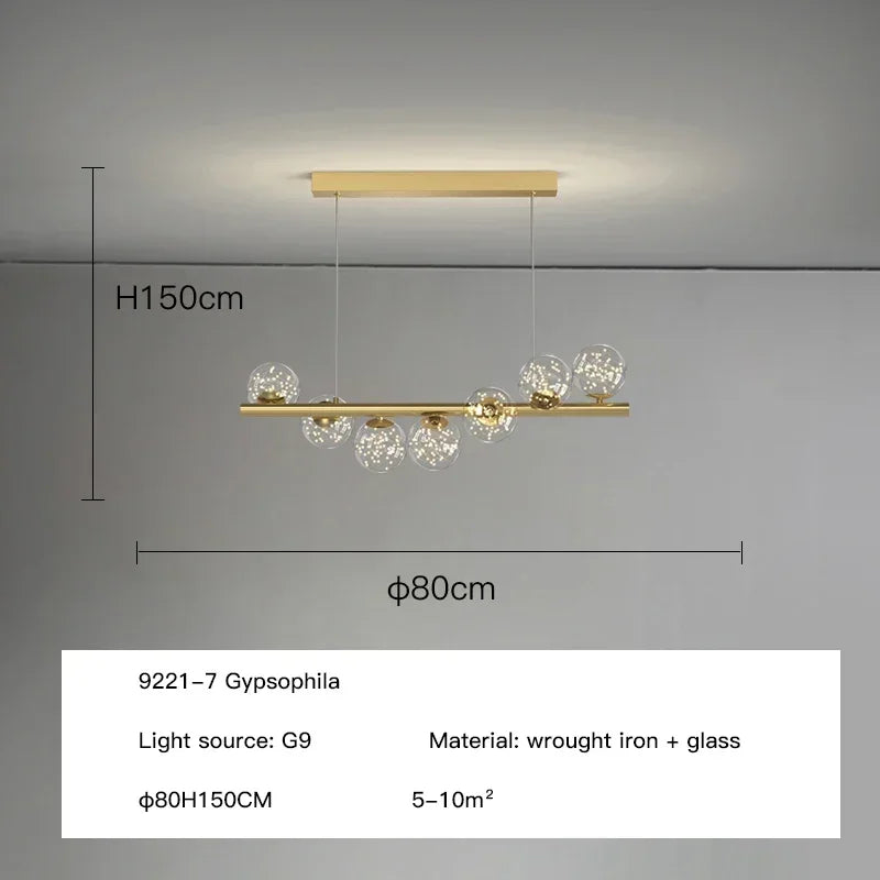 Lustre Boule Verre Design — LED — Type A - 7 ampoules - 49W