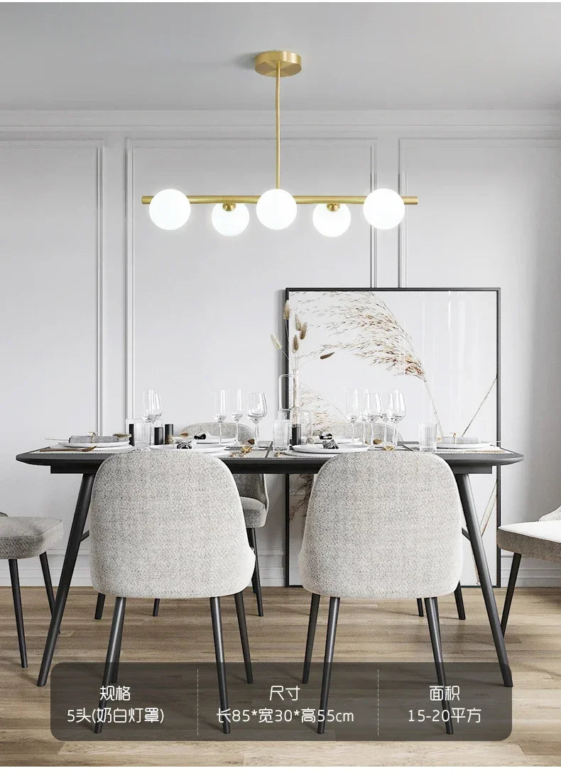 Lustre Blanc Moderne — Verre — 6 G Boule dans boule