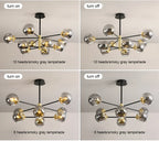 Lustre Boule Verre Design — Cognac 8 ampoules