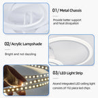 Lustre Anneau LED Design Contemporain — Flush Mount Salon — Chambre et Cuisine