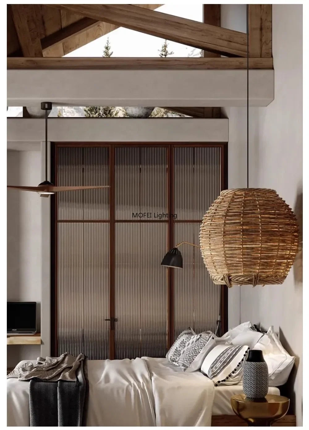 Suspension Rotin Wabi Sabi Minimaliste - Lustre Moderne 40/50/60cm