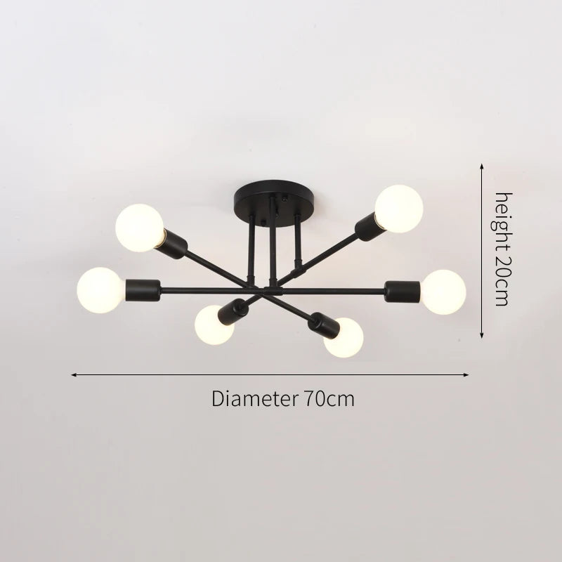 Lustre Industriel Bois et Métal — Salon