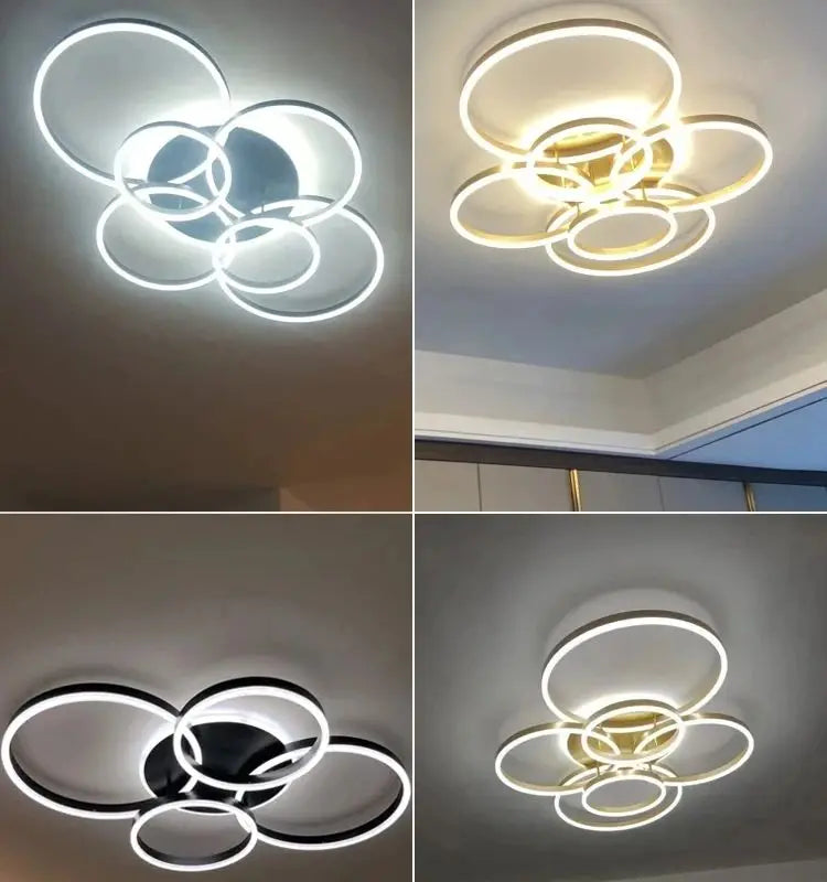Lustre Design Moderne — 6 ampoules Noir