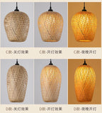 Suspension Bambou Osier Rotin - Lustre Plafond Moderne LED